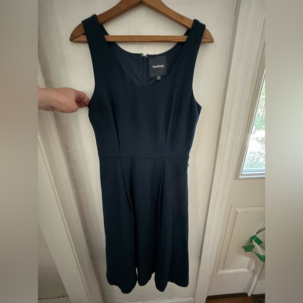 ModCloth size 8 peacock blue wool blend dress. Back zipper. Pockets. No …